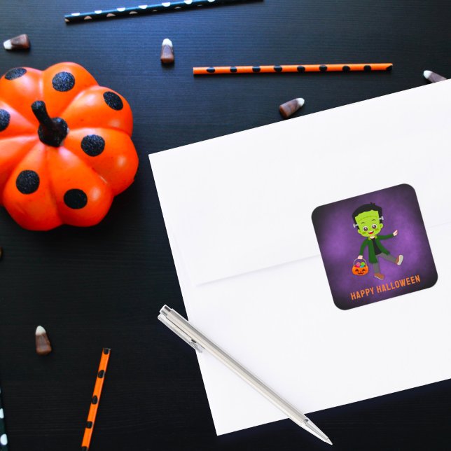 Halloween Party for Kids Frankenstein Square Sticker (Creator Uploaded)