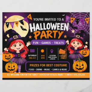 Halloween Party for Kids Invitation Cute Spooky Flyer