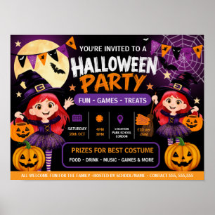 Halloween Party for Kids Invitation   Cute Spooky  Poster