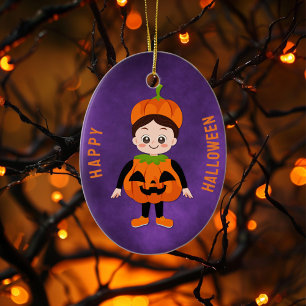 Halloween Party for Kids Pumpkin Ceramic Ornament