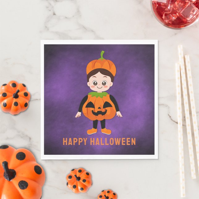 Halloween Party for Kids Pumpkin Paper Napkins (Creator Uploaded)