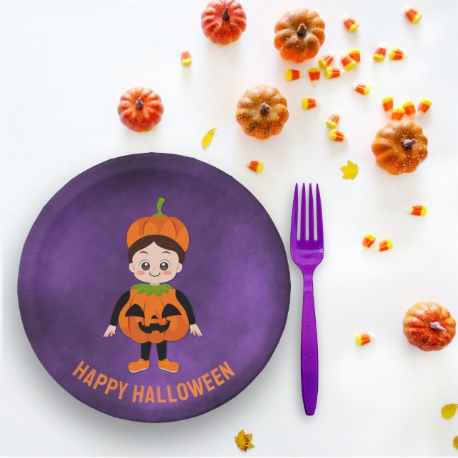 Halloween Party for Kids Pumpkin Paper Plate (Creator Uploaded)