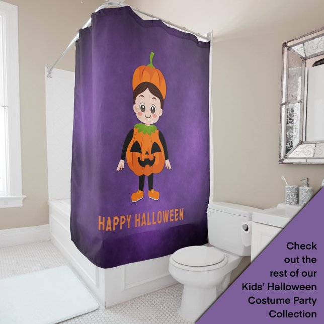 Halloween Party for Kids Pumpkin Shower Curtain (Creator Uploaded)