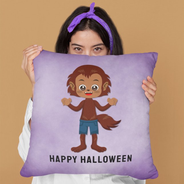 Halloween Party for Kids Werewolf Throw Pillow (Creator Uploaded)