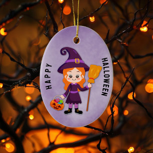 Halloween Party for Kids Witch Ceramic Ornament