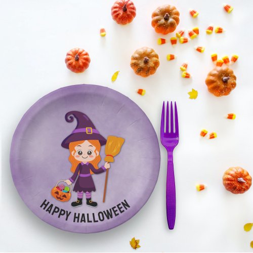 Halloween Party for Kids Witch Paper Plate