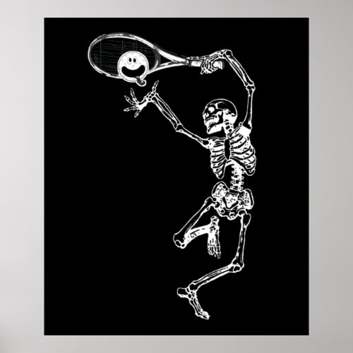Halloween Party Funny Pickleball Skeleton Player  Poster
