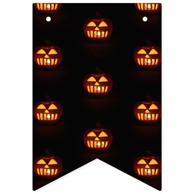 Halloween Party Funny Scary Pumpkins Pattern Bunting Flags (First Flag)