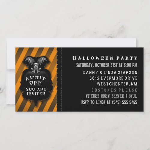 Halloween Party Gargoyle Admit One Invitation