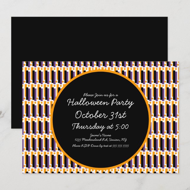 Halloween Party Geometrical Shapes Lines  Invitation (Front/Back)