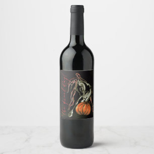 Halloween Party, ghost horse Wine Label