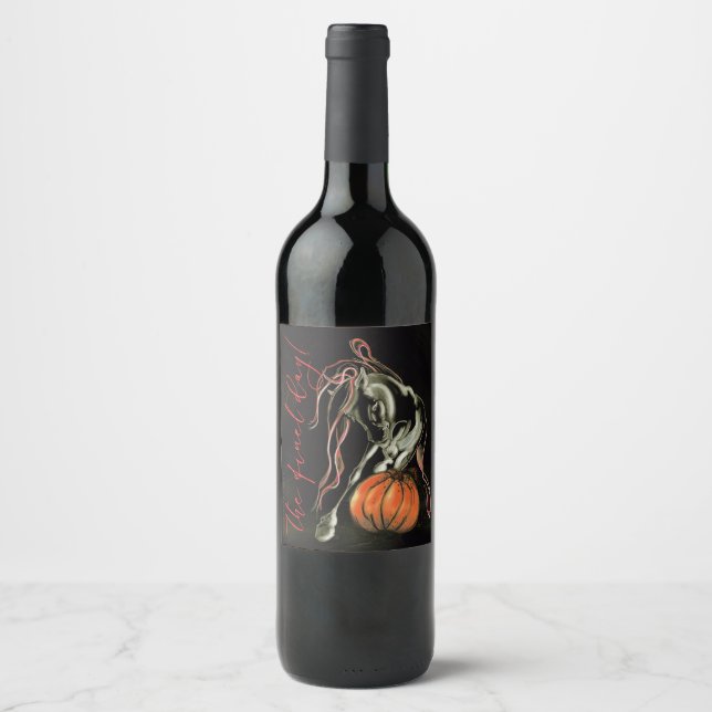 Halloween Party, ghost horse Wine Label (Front)