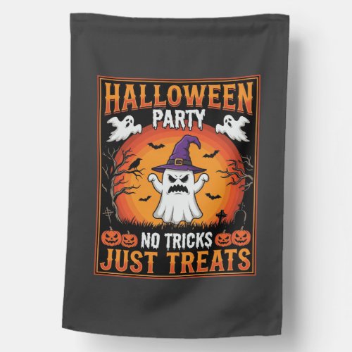 Halloween Party Ghost No Tricks Just Treats House Flag