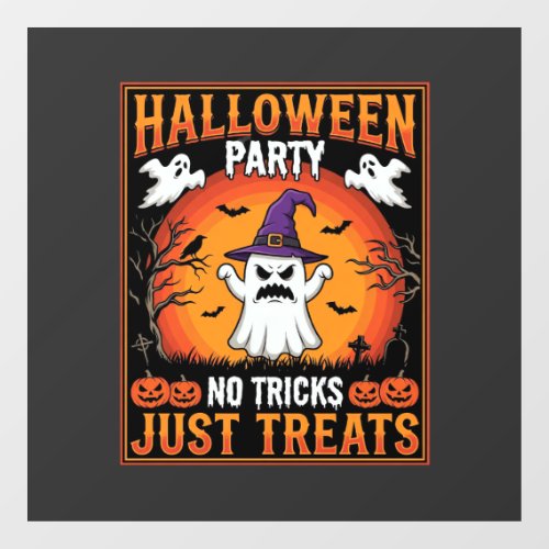 Halloween Party Ghost No Tricks Just Treats Window Cling