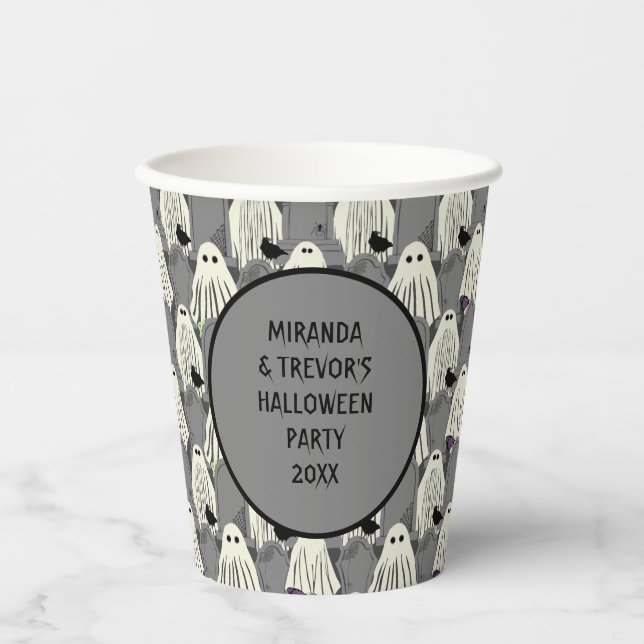 Halloween Party Ghosts and Headstones Custom Paper Cups (Front)