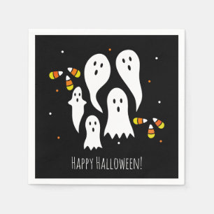 Halloween Party Ghosts & Candy Corn Black Orange Napkins