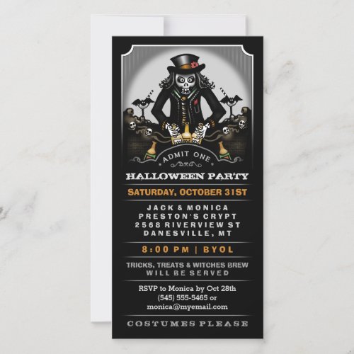 Halloween Party Ghoulish Fun Invite Ticket