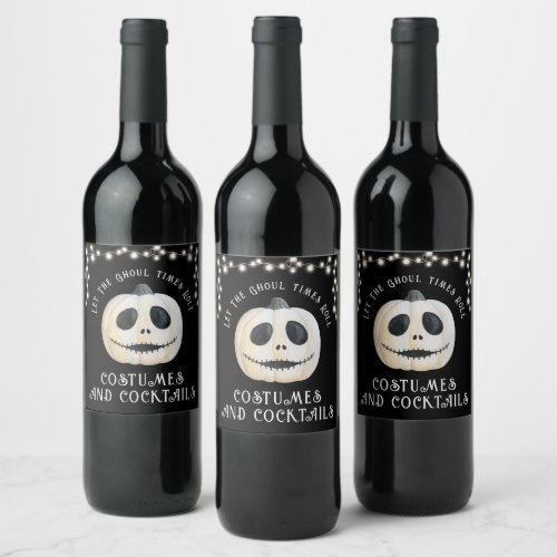 Halloween Party Ghoulish Pumpkin Wine Label