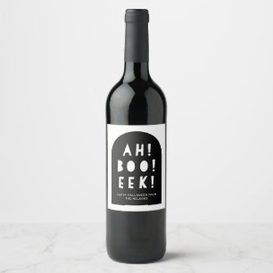 Halloween Party Gift Black & White Arch Boo! Wine Label