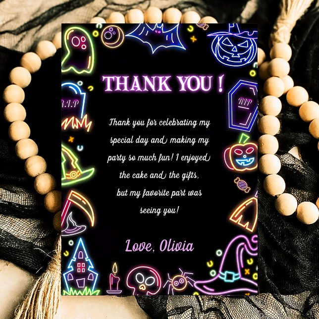  Halloween Party Glow Dark Thank You Card (Creator Uploaded)