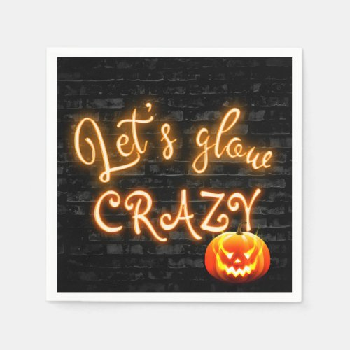 Halloween Party Glow Sign with Jack_o_lantern  Napkins