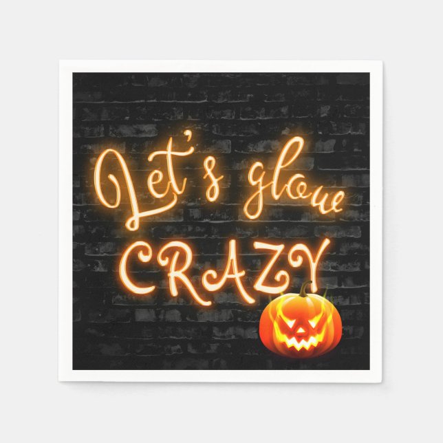 Halloween Party Glow Sign with Jack-o-lantern  Napkins (Front)