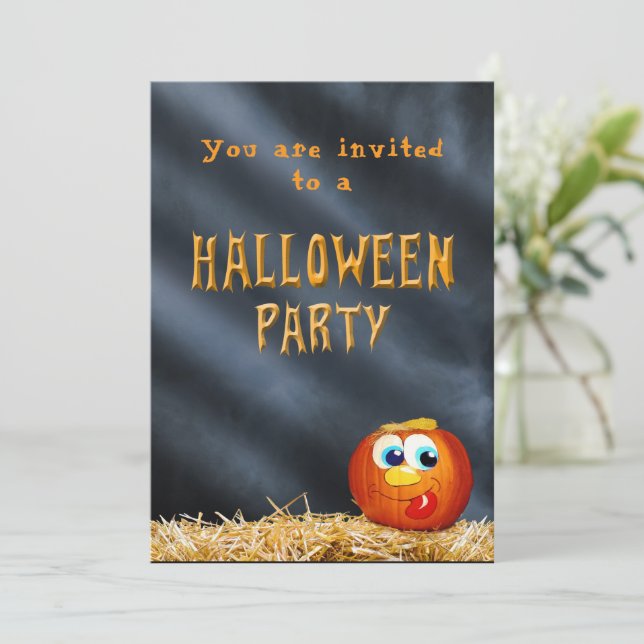Halloween Party goofy Pumpkin Invitation (Standing Front)
