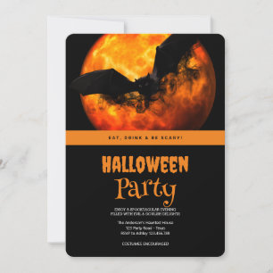 Halloween Party Gothic Bat Invitation