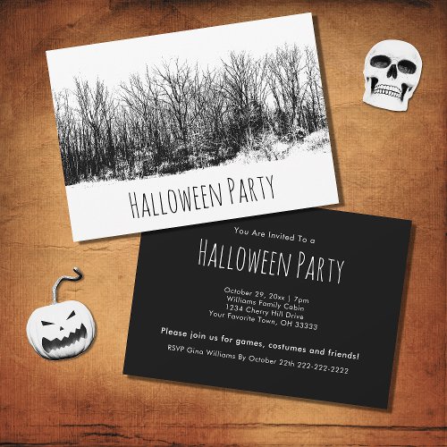 Halloween Party Gothic Black White  Invitation