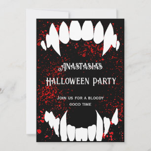 Halloween Party Gothic Blood Spatter Vampire Invitation