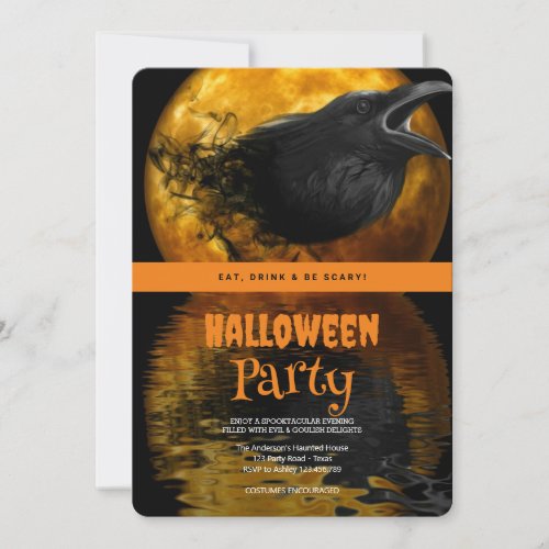 Halloween Party  Gothic Crow Invitation