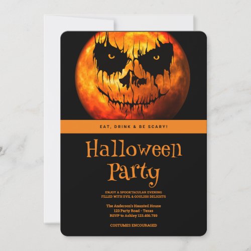 Halloween Party  Gothic Dark SpookyMoon Invitation