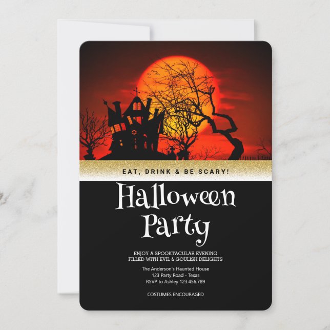 Halloween Party Gothic Fantasy Moon Invitation (Front)