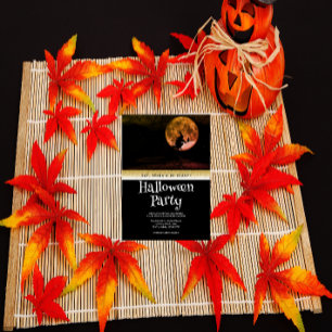 Halloween Party Gothic Fantasy Moon Witch Invitation