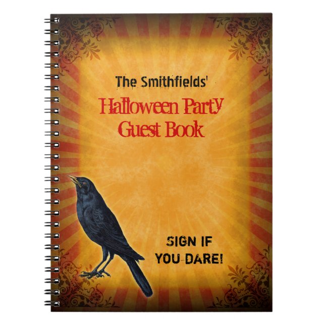 Halloween Party Gothic Raven Guest Notebook (Front)