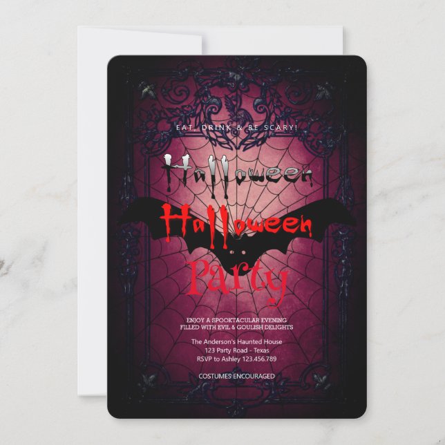 Halloween Party  Gothic The Spider's Web Invitation (Front)