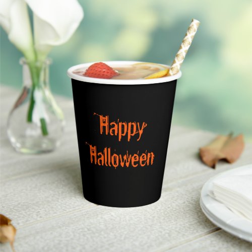 Halloween Party Gothic Typography Black Orange Paper Cups