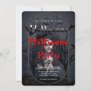 Halloween Party Gothic witch and haunted house Invitation
