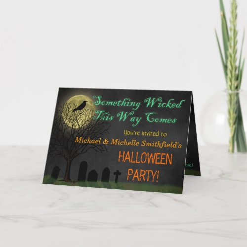 Halloween Party _ Graveyard Crow and Moon Invitation
