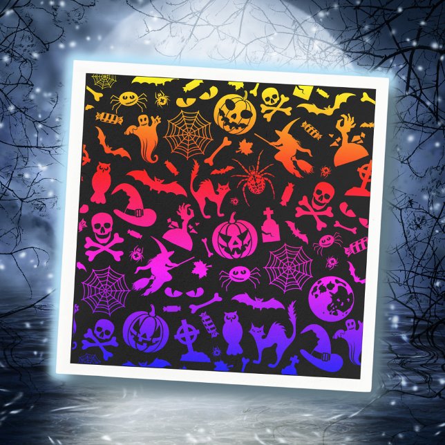 Halloween Party Happy Halloween neon spooky scary Napkins (Creator Uploaded)