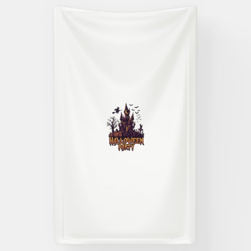 Halloween Party Haunted Castle Pumpkins Bats Banner