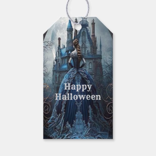 Halloween Party Haunted House Blue Night Scary Gift Tags