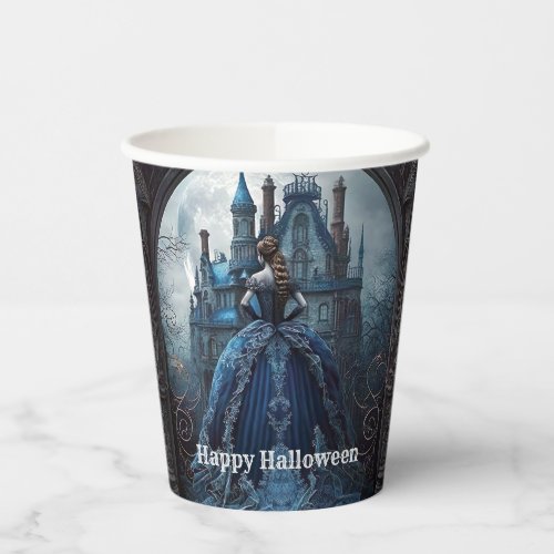 Halloween Party Haunted House Blue Night Scary Paper Cups
