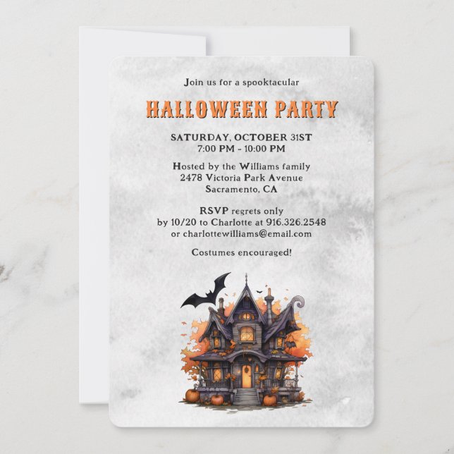 Halloween Party Haunted House Ghost Jack O’Lantern Invitation (Front)
