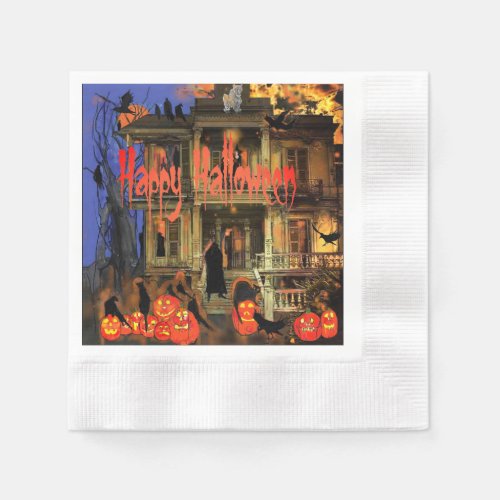 Halloween Party Haunted House Postcard Napkins