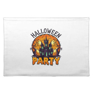 Halloween Party Haunted House Pumpkin Bats_1 Cloth Placemat