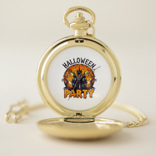 Halloween Party Haunted House Pumpkin Bats_1 Pocket Watch