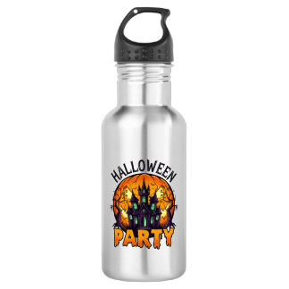 Halloween Party Haunted House Pumpkin Bats_1 Stainless Steel Water Bottle