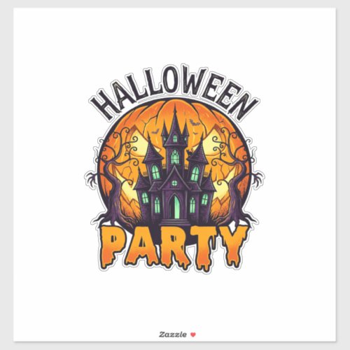 Halloween Party Haunted House Pumpkin Bats_1 Sticker