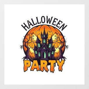 Halloween Party Haunted House Pumpkin Bats_1 Window Cling